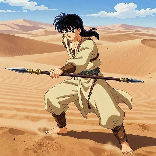 Fierce Desert Nomad in Anime Style