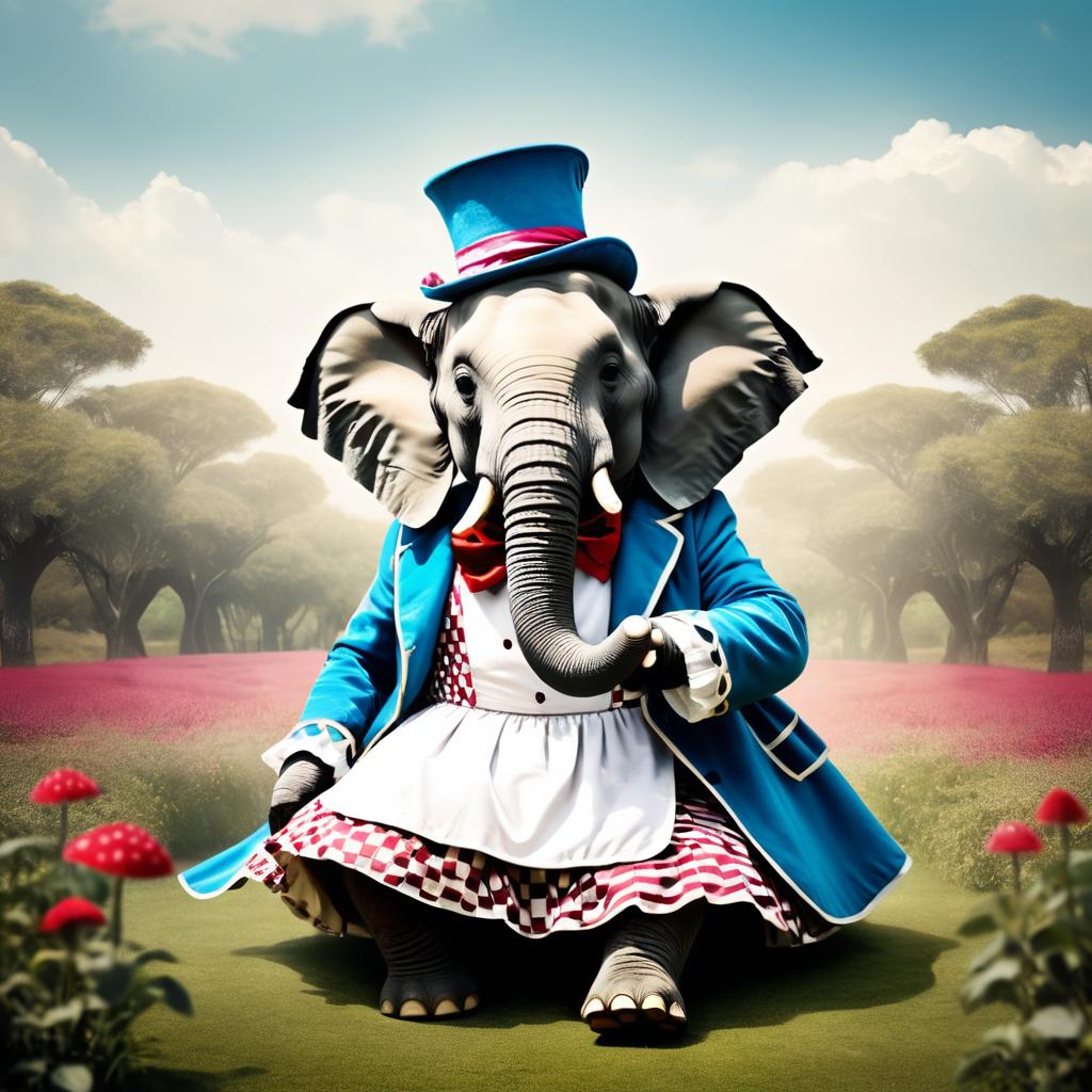 Whimsical Elephant in Wonderland Costume