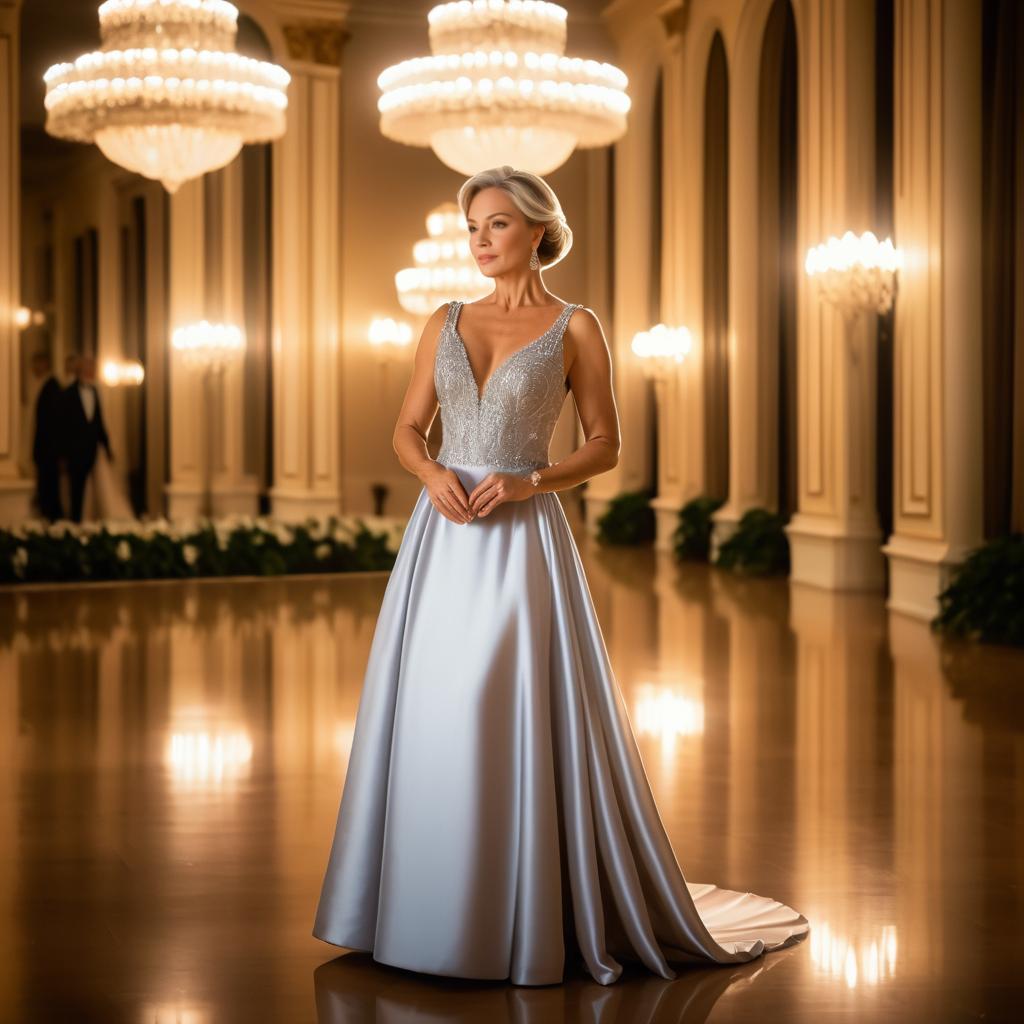 Elegant Evening Gown in Grand Ballroom