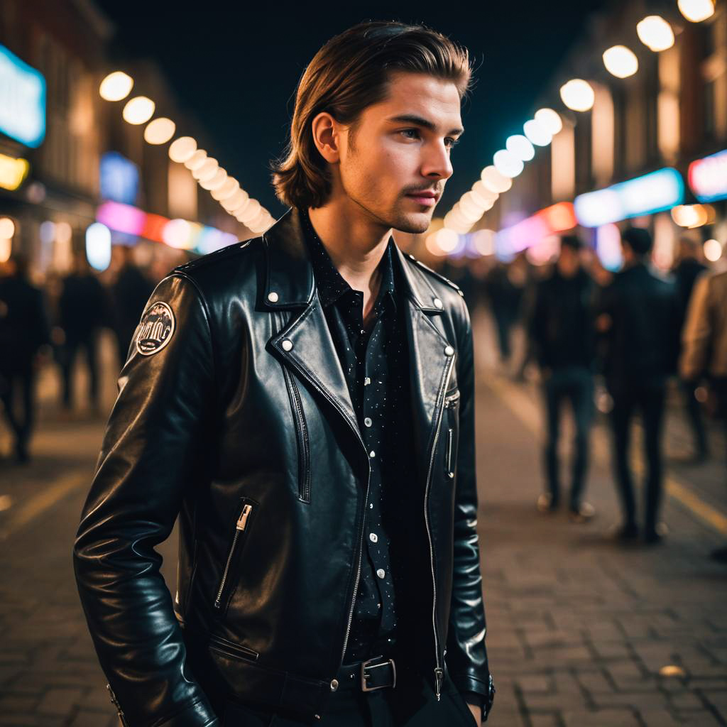 Chic Young Man in Edgy Concert Style