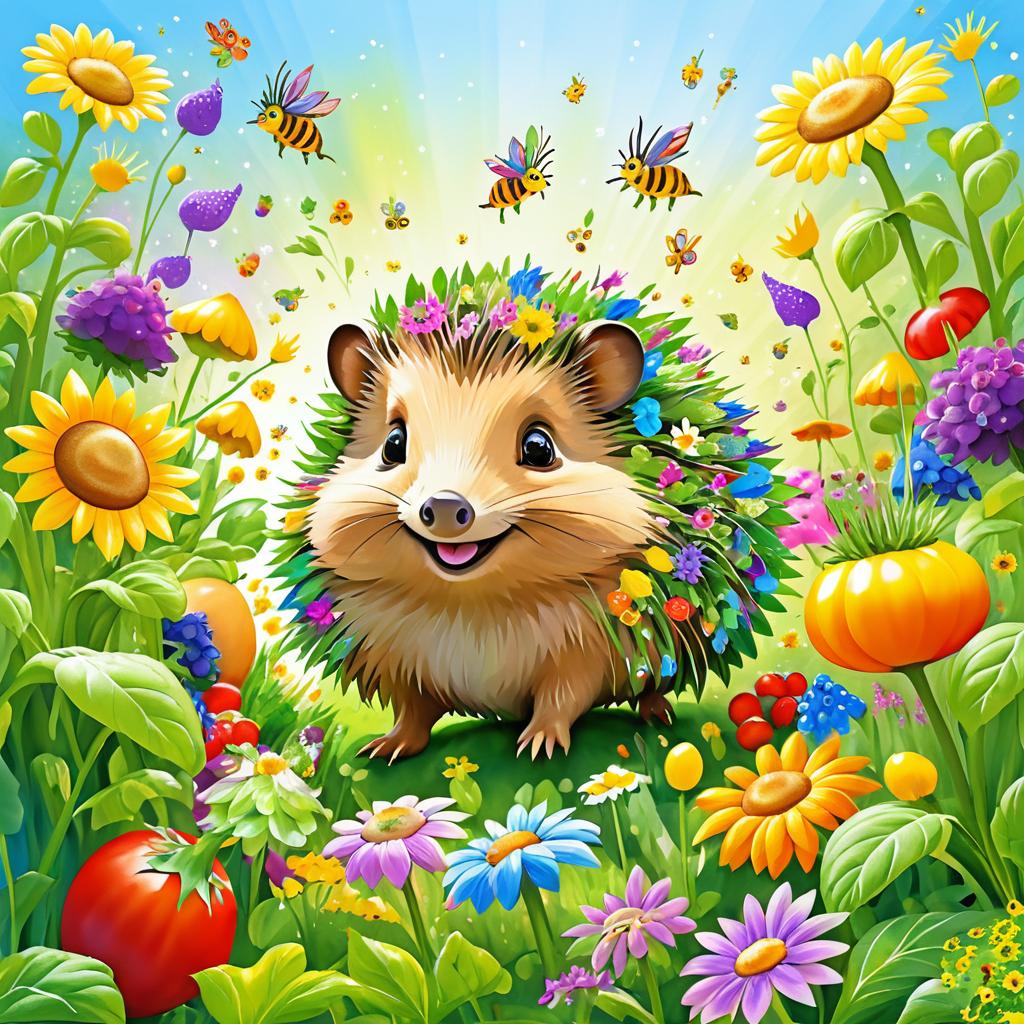 Curious Hedgehog's Colorful Garden Adventure