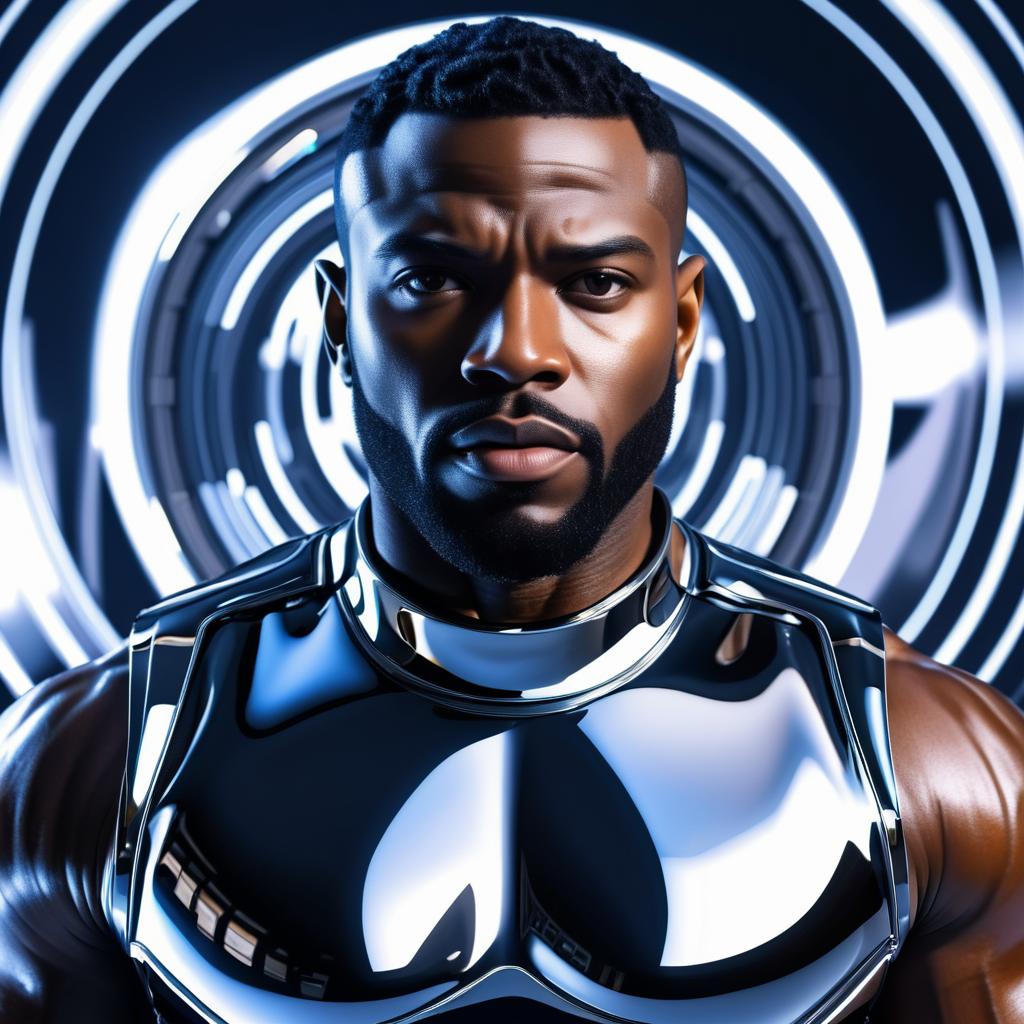 Futuristic Chrome Portrait of a Black Man