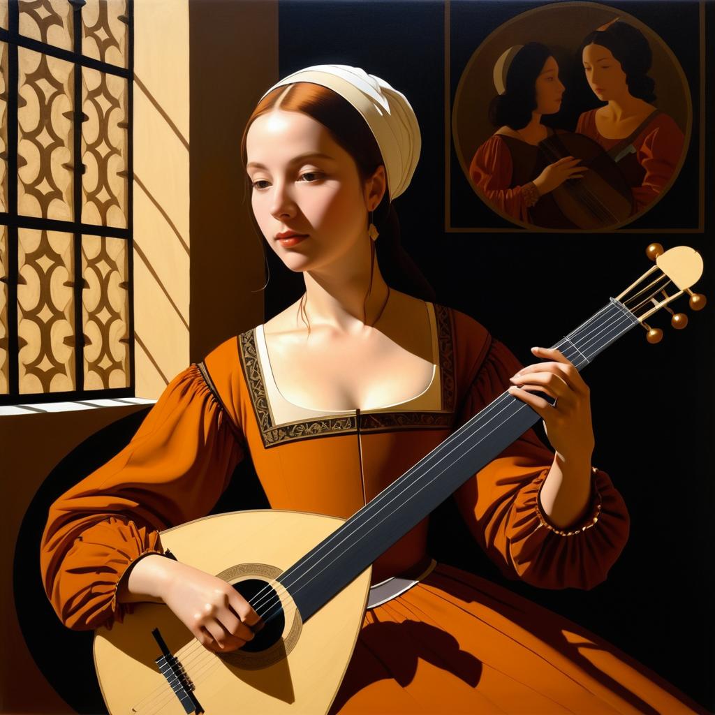 Female Musician with Lute in La Tour Style