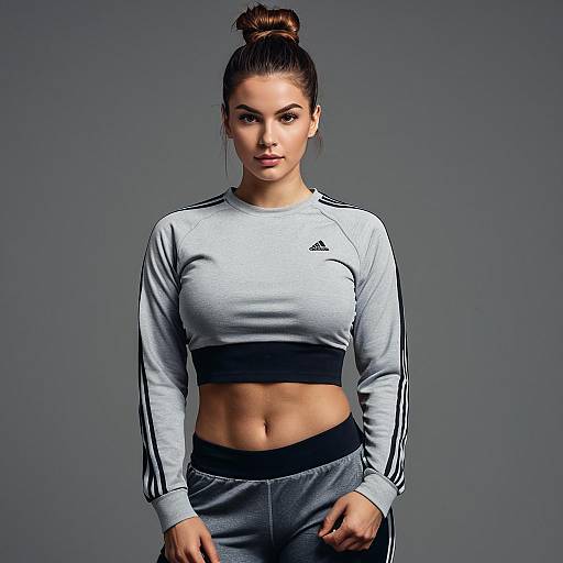 Realistic Sporty Woman in Crop Top