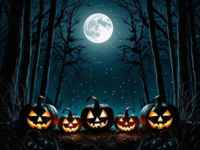 Charming Halloween Forest Night Scene