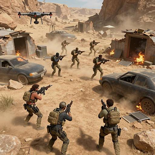 Cinematic Night-Vision Raid in Desert