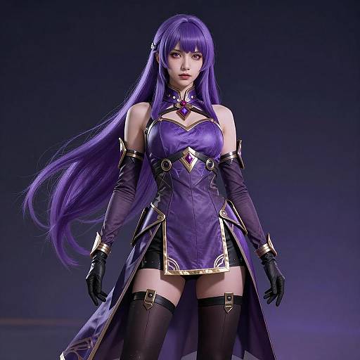 Armored Woman with Purple Hair