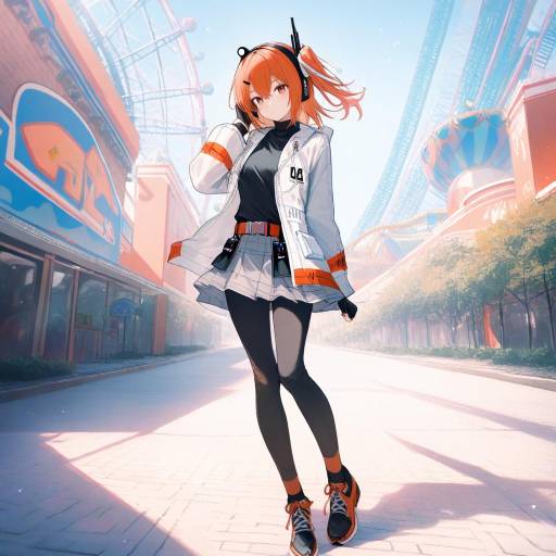 Cheerful Girl at Amusement Park