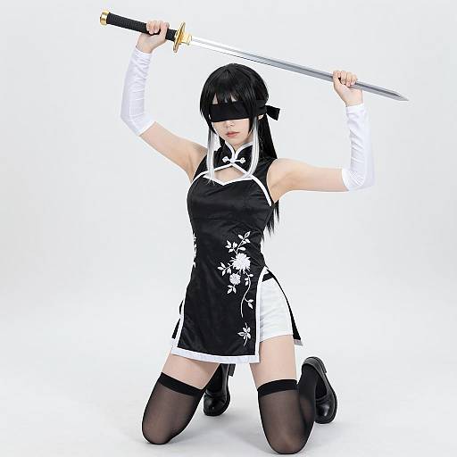 Dramatic Cosplay with Sword in Pose