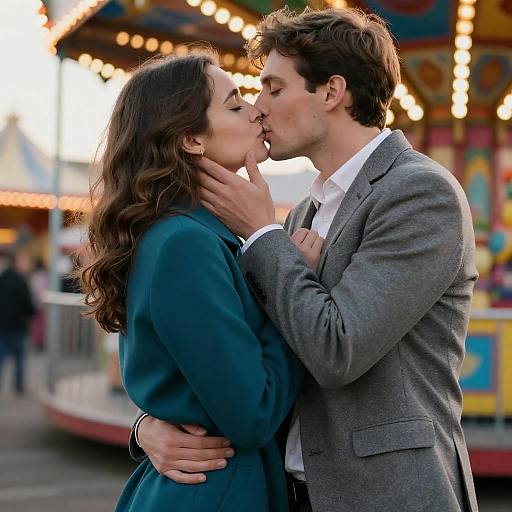 Romantic Carnival Kiss at Night