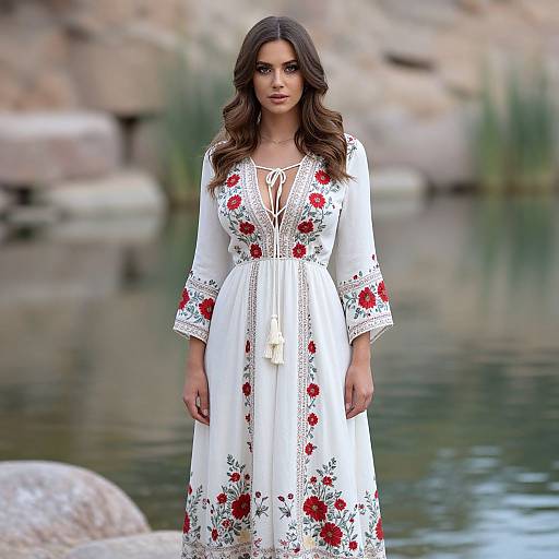 Bohemian Chic Woman by Tranquil Pond
