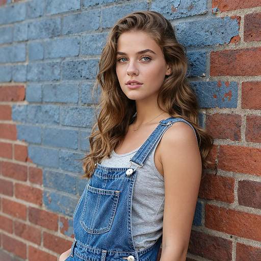 Young Woman Leaning on Textured Wall