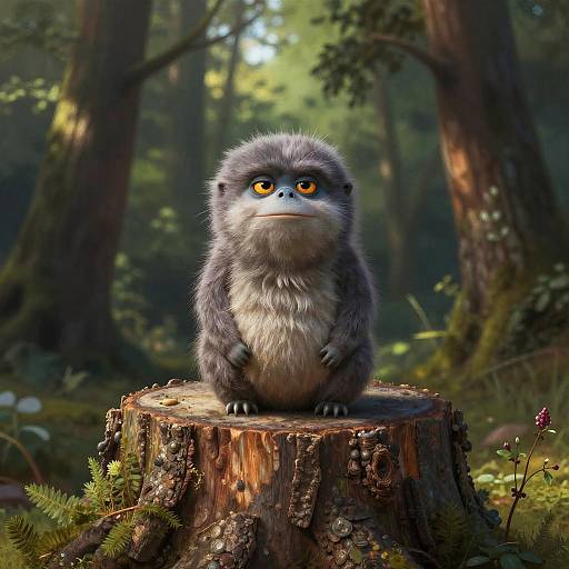 Hyper-Realistic Lorax on Stump