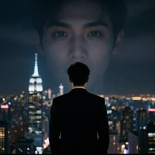 Mysterious Man Overlooking Night City