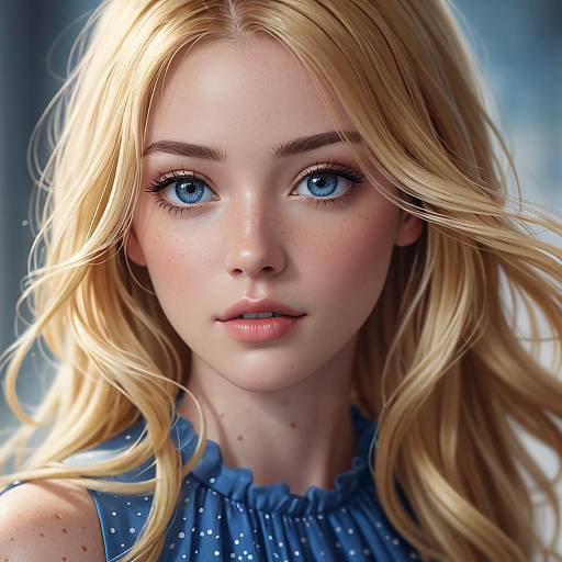 Photorealistic Blonde Freckled Portrait Upper Body