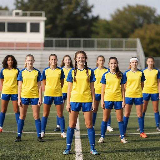 Cheerful Soccer Team on a Sunny Field