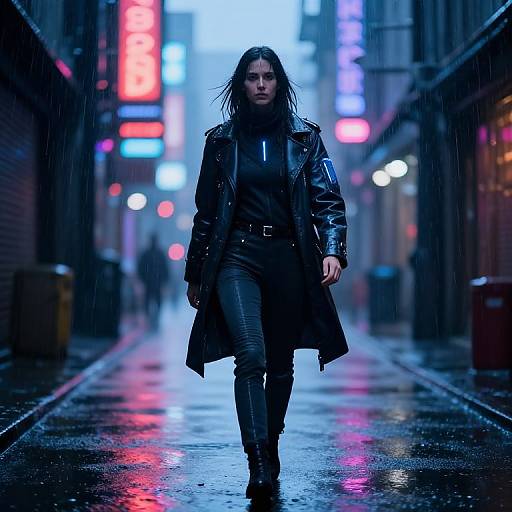 Cyberpunk Tween in Neon Rain Alley