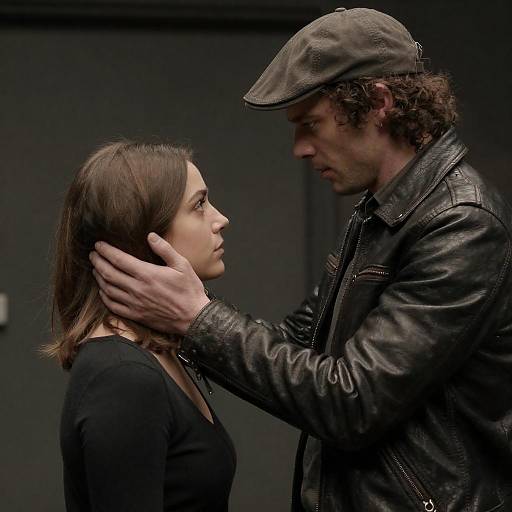 Intense Moment in a Dimly Lit Room