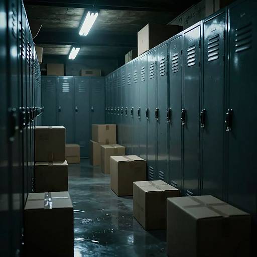 Eerie Dimly Lit Storage Unit Scene