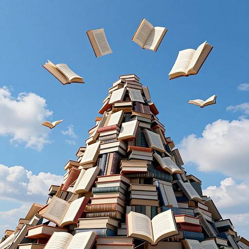 Surreal Mountain of Animated Books