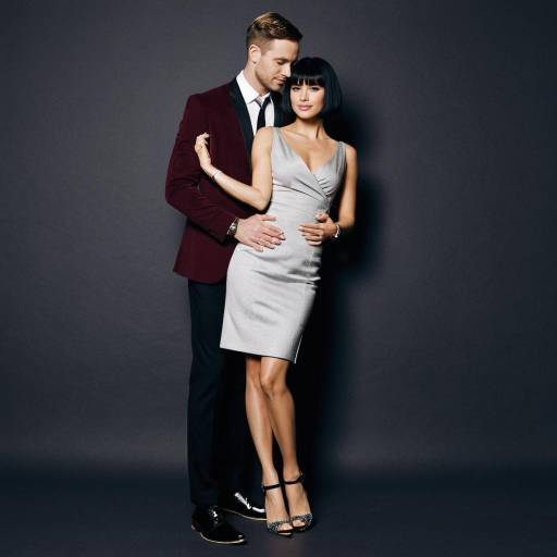 Elegant Couple Embracing in Style