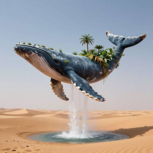 Surreal Whale Soaring Over Desert