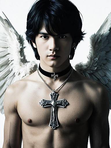 Realistic Male Angel Costume with Wings