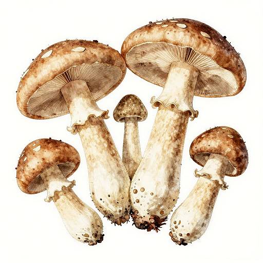 Botanical Agaric Mushroom Illustration