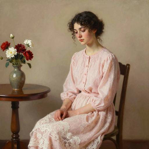 Realistic Vintage Portrait of Young Woman