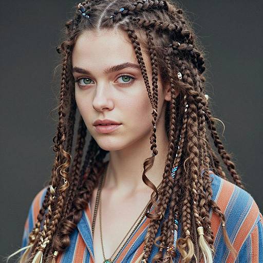 Young Woman with Intricate Mixed Braids