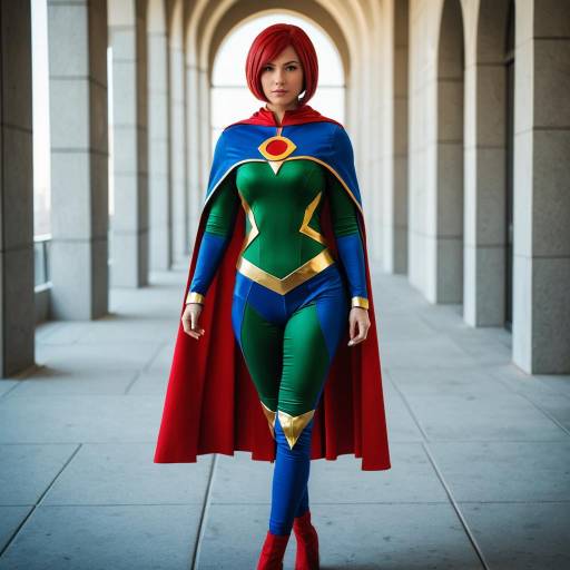 Cosplayer in Miss Martian Inspired Costume
