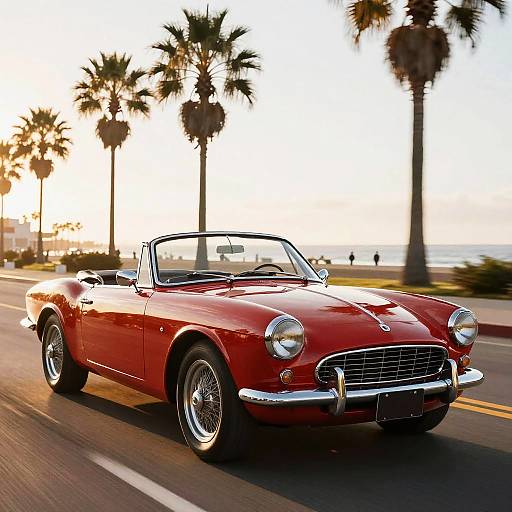 Vintage Red Convertible on Coastal Highway