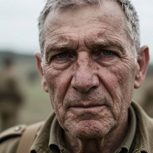 Intimate Bug's-Eye War Veteran Portrait