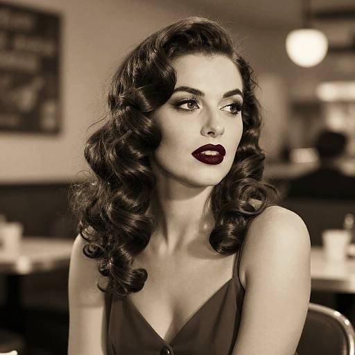 Vintage Spanish Woman in Classic Cafe