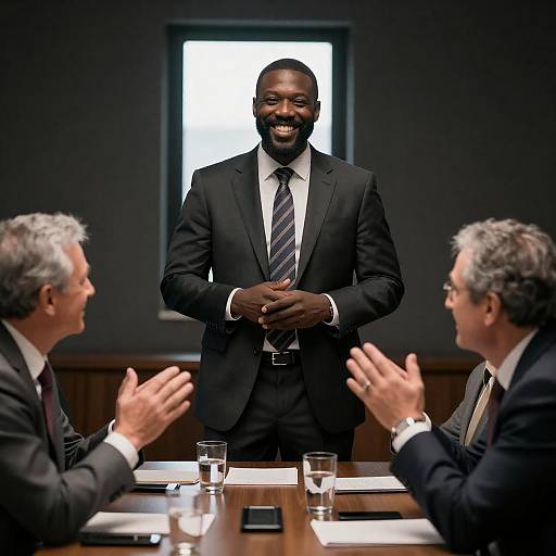 Confident businessman presenting in meeting