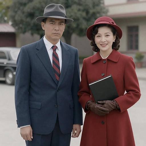 1940s Couple in Stylish Outdoor Setting