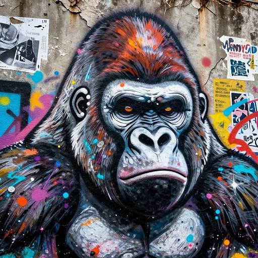 Graffiti Gorilla Street Art Close-Up