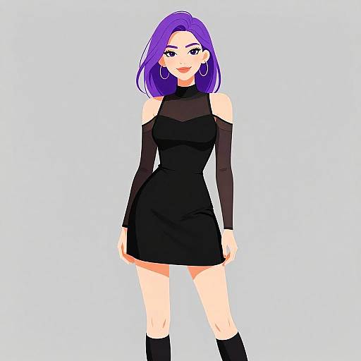 Smiling Woman in Elegant Black Dress