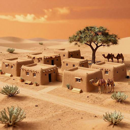 Realistic Desert Village Diorama