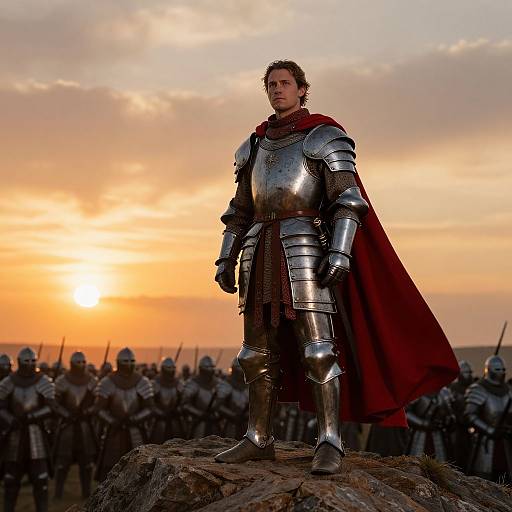 Heroic Knight at Sunset Battle