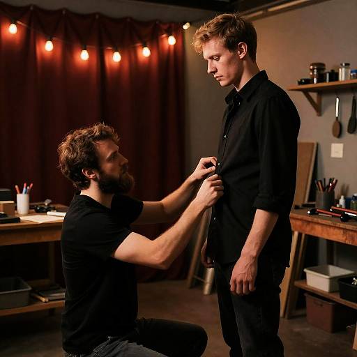 Captivating Workshop Scene with Two Men
