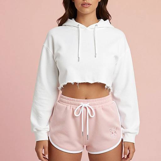 Casual Streetwear Woman in Cropped Hoodie