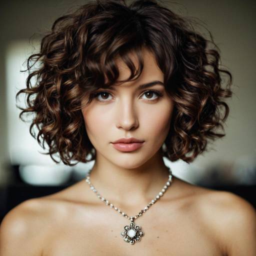 Curly Shaggy Bob with Jewelry Portrait