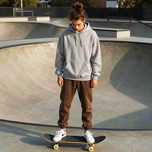 Messy Top Knot Style in Skate Park