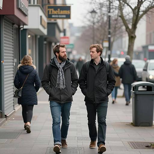 Urban Stroll: Two Men in the City