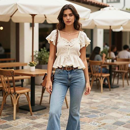 Boho Chic Woman at Cafe Street