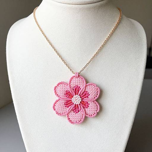 Unique Pink Flower Necklace for Women