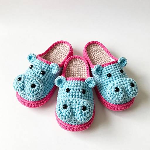 Handcrafted Hippo Crochet Slippers