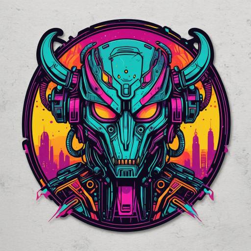 Vibrant Cyberpunk Abstract Creature Sticker Vibrant Cyberpunk Abstract Creature Sticker
