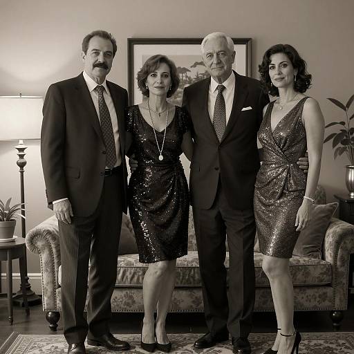 Vintage Family Portrait in Living Room